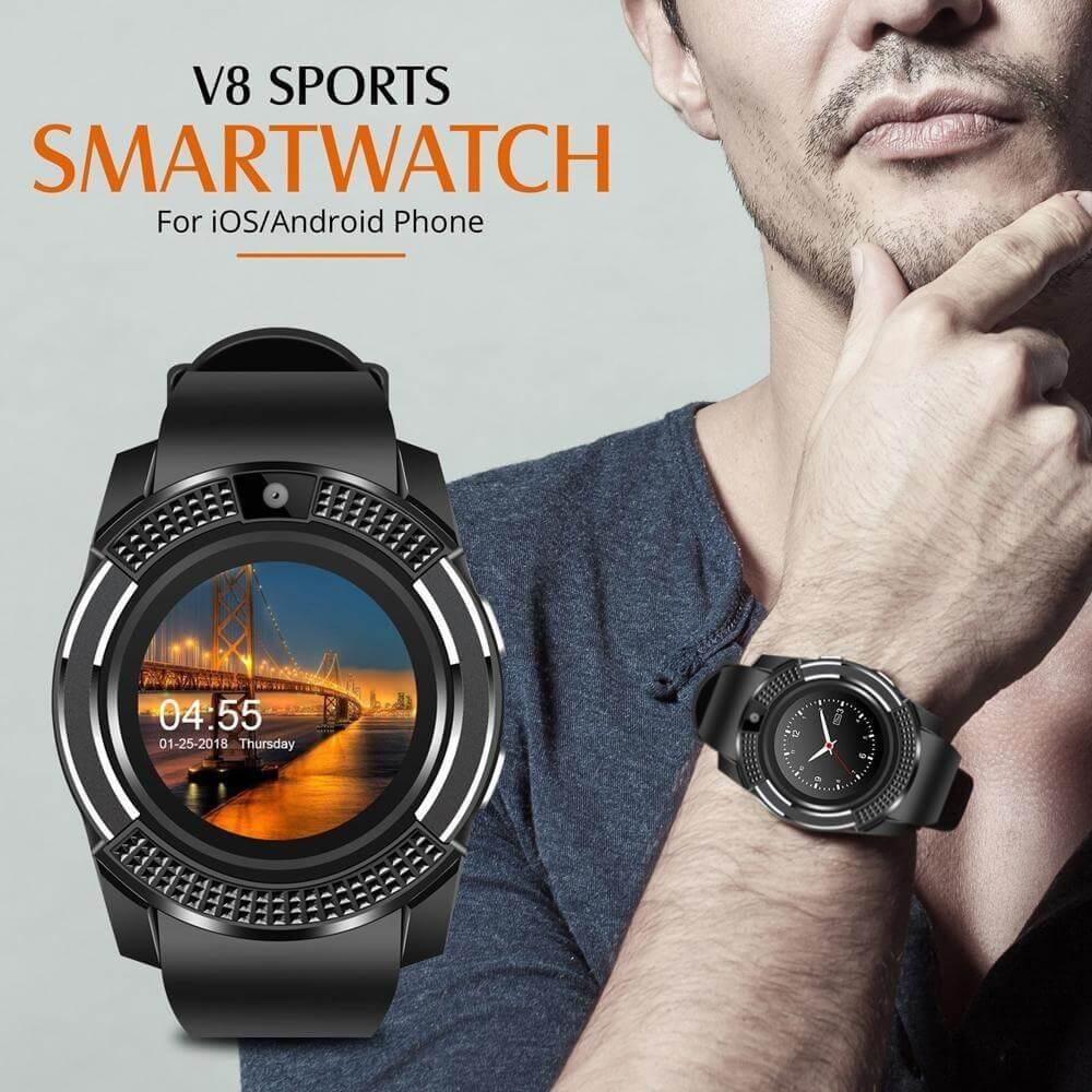 v8 bluetooth smart watch sports fitness tracker