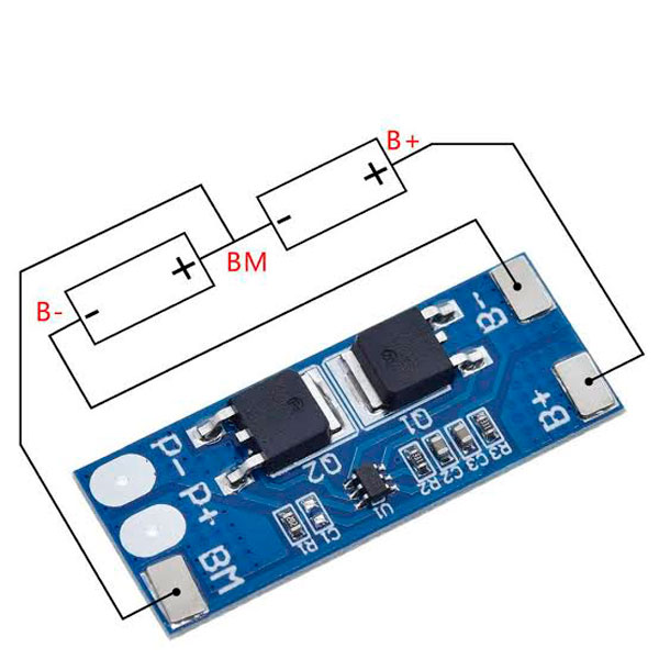 BMS 2S 8A Li-ion 7.4v 8.4V 18650 Battery Management System with PCM and ...
