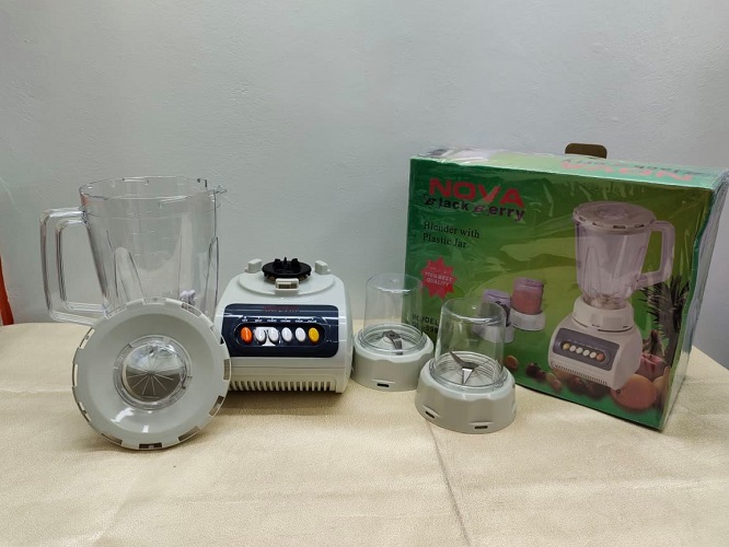 Nova Blackberry Blender-3 IN 1. Nova Electric Blender Plus Mixer Grinder 3 in 1. 250 Watt. Juicer Blenders 1.5 Litter. CD:O50.. 