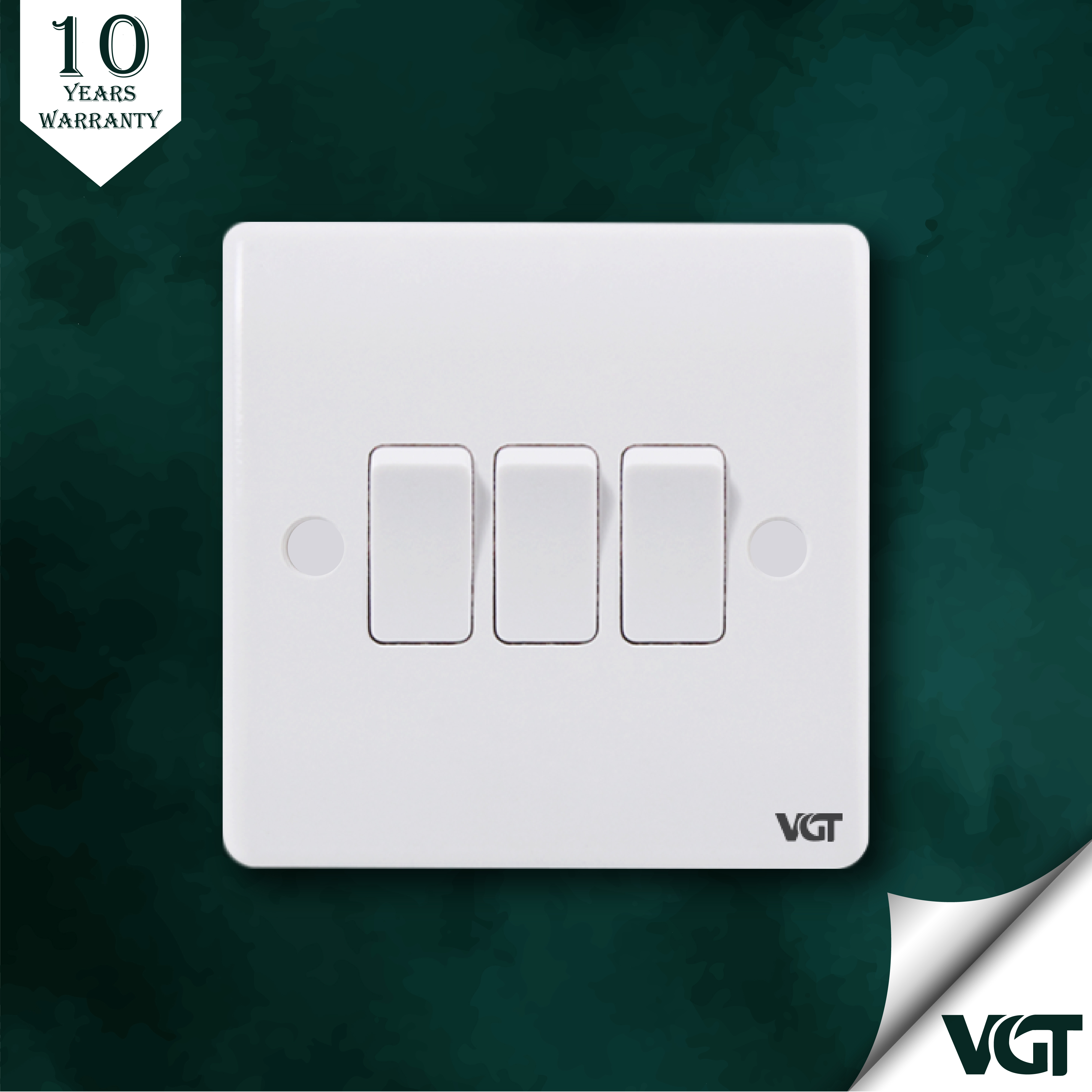 VGT - 3 Gang 1 Way Switch (Classic Series). 