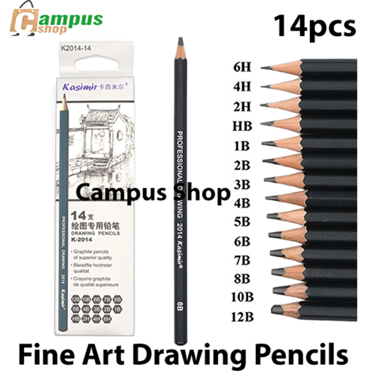 Kasimir 14pcs Sketch Drawing Pencils Set 12b 10b 8b 7b 6b 5b 4b 3b 2b 1b Hb 2h 4h 6h Non Toxic Standard For Office School Gift Pencil Intl Buy Online At