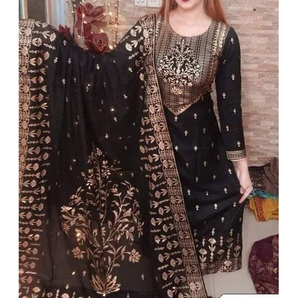 Dual Tone Charmuse Silk Shalwar Kameez Dress 3 Pcs Unstitched
