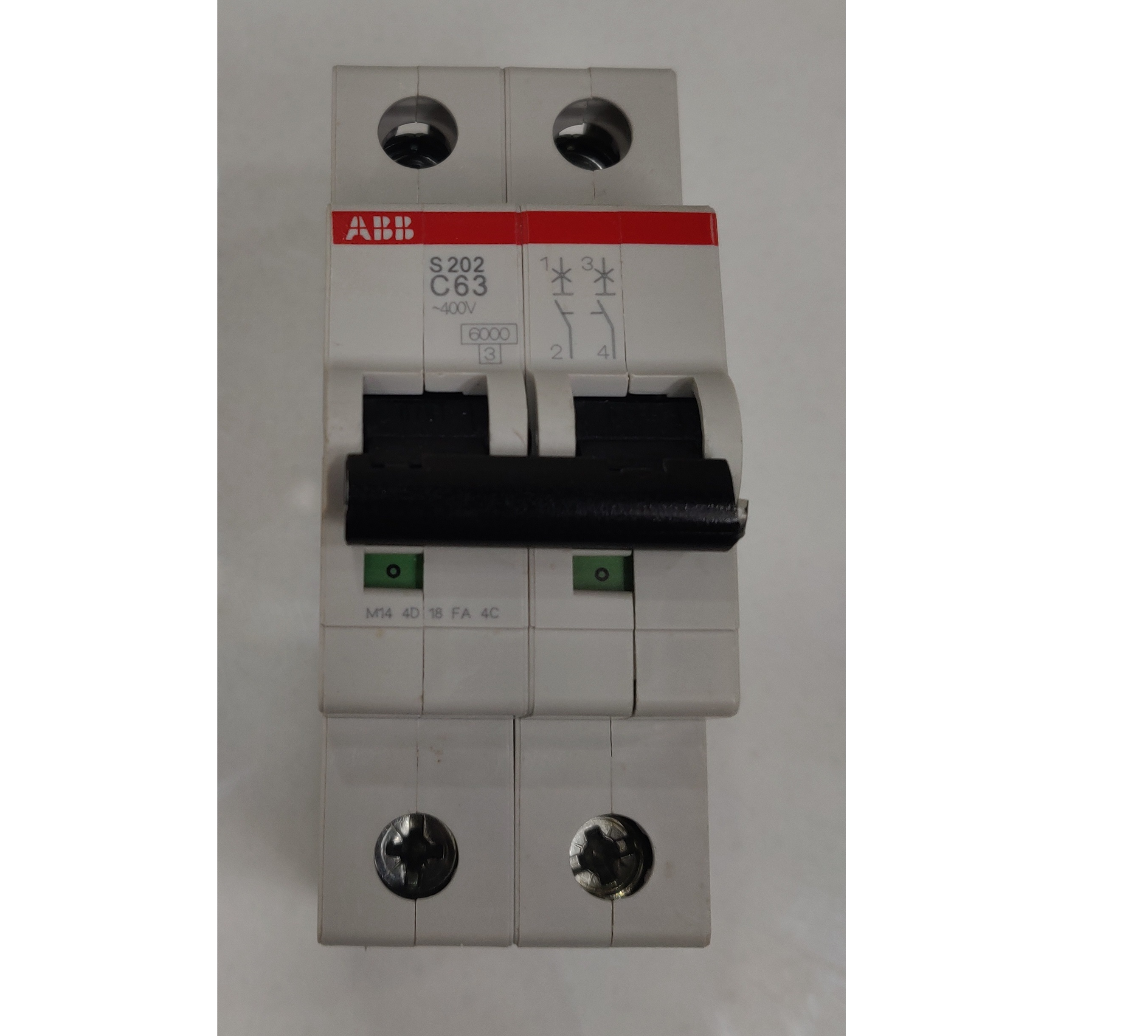 ABB  GERMANY  63A 6kA MCB DP 2P Miniature Circuit Breaker Two Pole. 