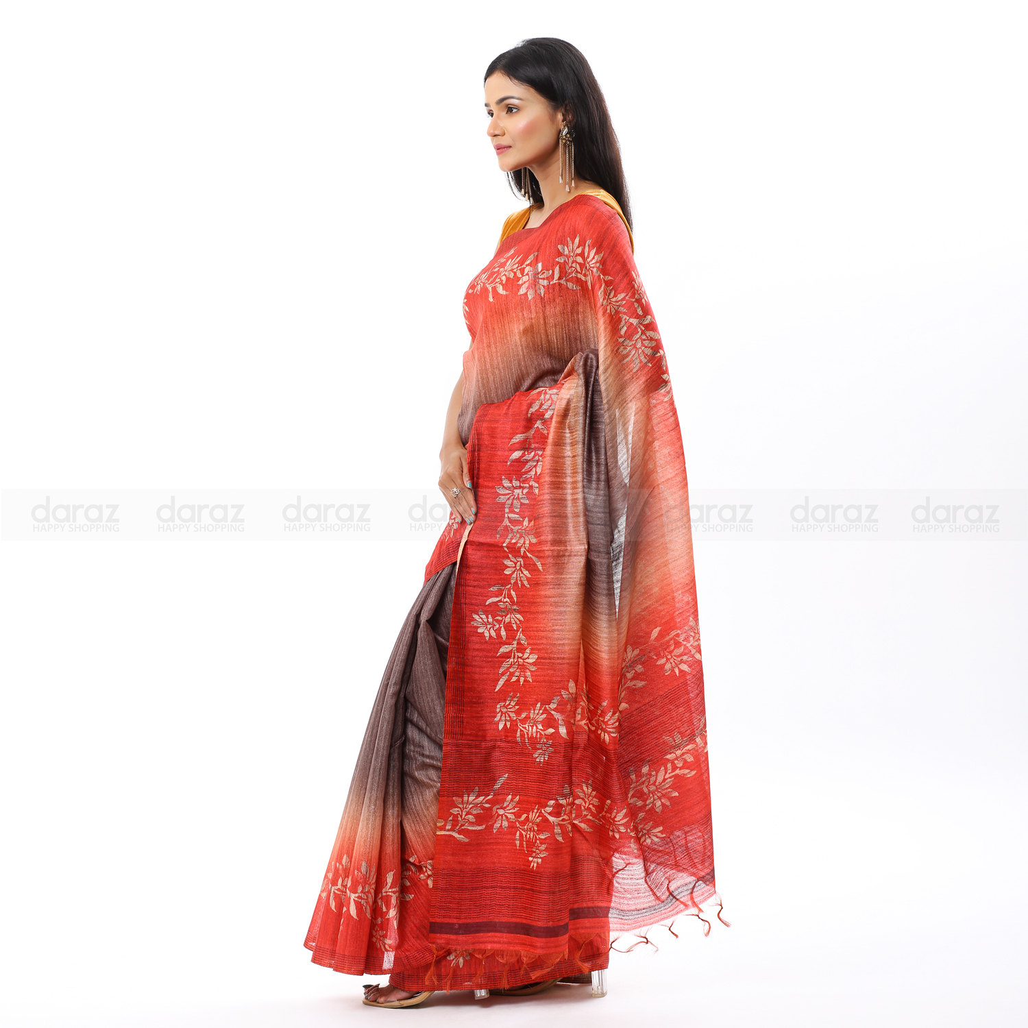 Tossor Silk Jari Print Fabric. 