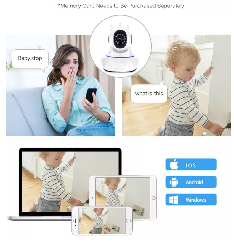 V380 PTZ Camera with 3 Antennas: Wireless WiFi IP CCTV Camera for Remote Monitoring and Peace of Mind. 