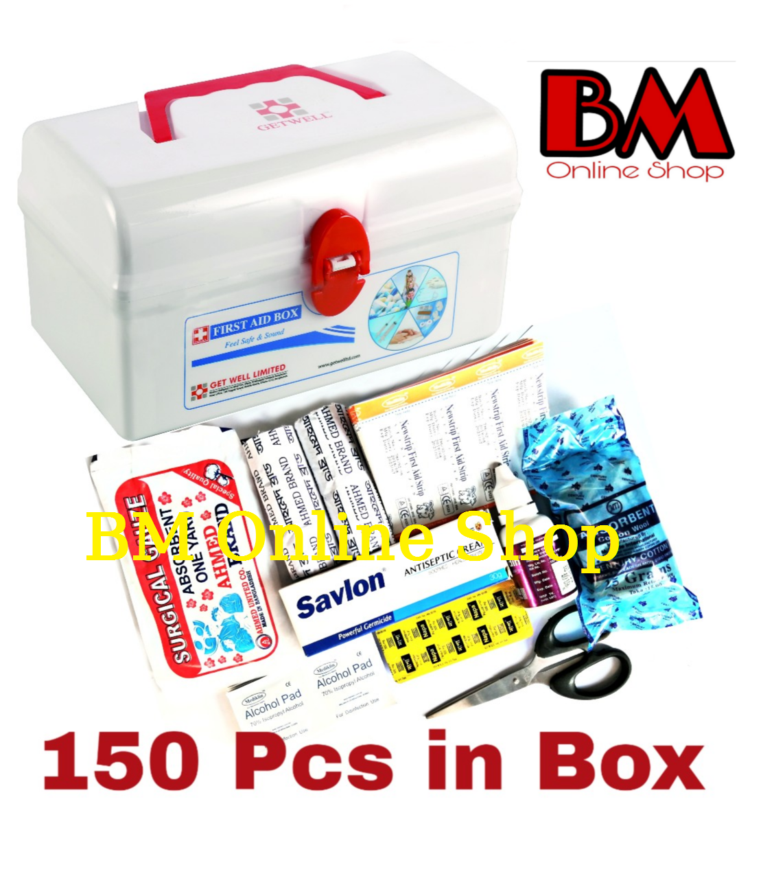 Getwell RFL First Aid Kit Box with 150 Pcs Kits in Box