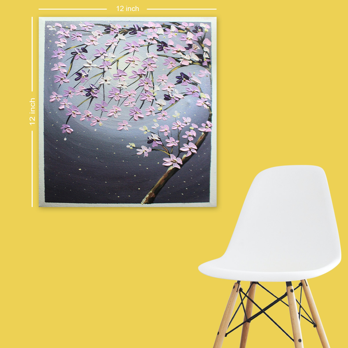 Hand painted Acrylic Painting For Wall Decor.cherry flower painting/size:12/12 inch./cherry blossom painting/painting sell bd/art painting
