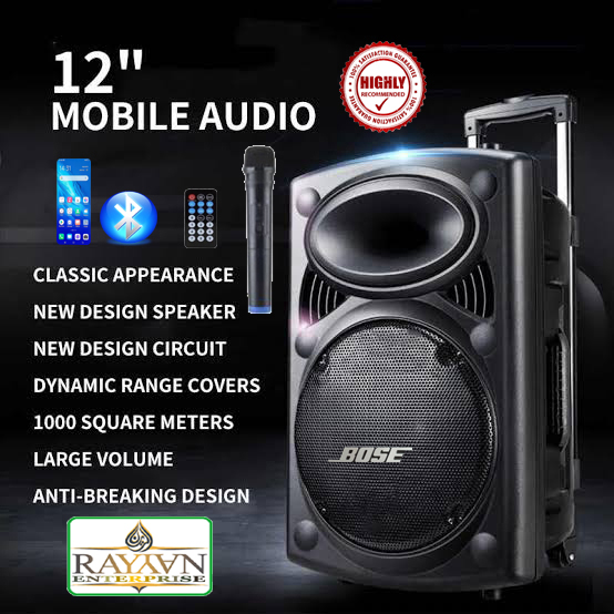 Trolley Speaker with Microphone  Rechargeable Bluetooth Wireless function Speaker size 12''. 