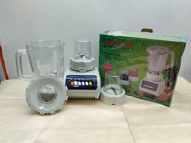 Nova Blackberry Blender-3 IN 1. Nova Electric Blender Plus Mixer Grinder 3 in 1. 250 Watt. Juicer Blenders 1.5 Litter. CD:O50.. 