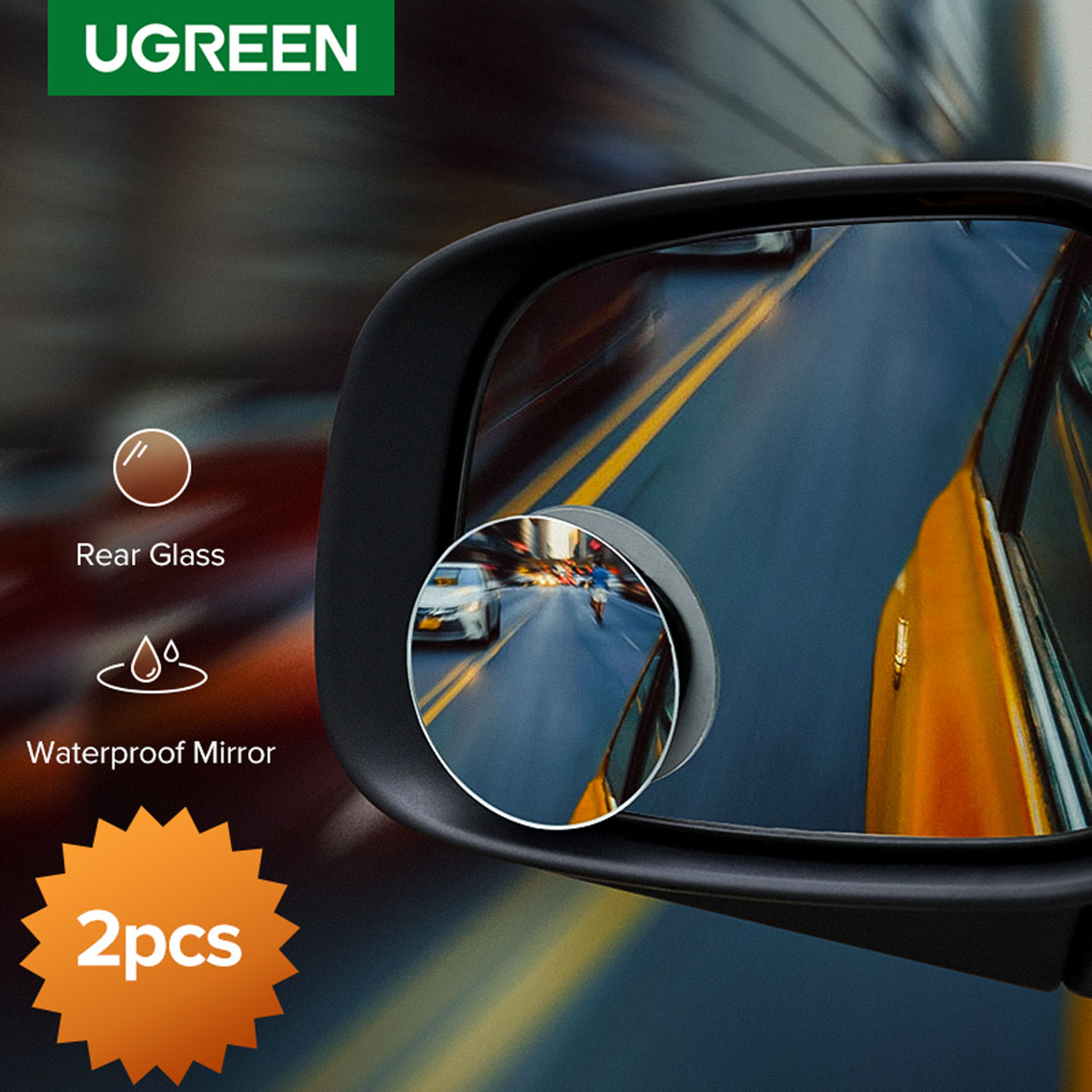 UGREEN 2PCS Car Mirror 360°HD Blind Sport Mirror Wide Angle Round Convex  Rearview Mirror Vehicle Parking Rimless Rear View Mirror