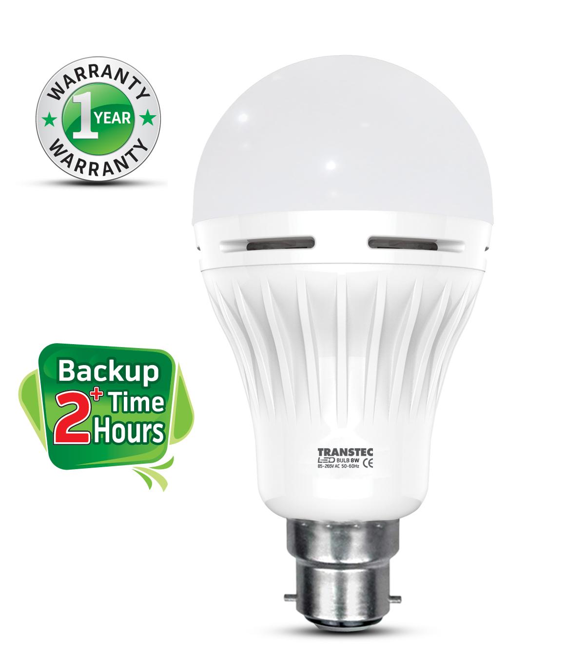Transtec Smart LED Backup Bulb 8 Watt (B22 - Pin Type). 