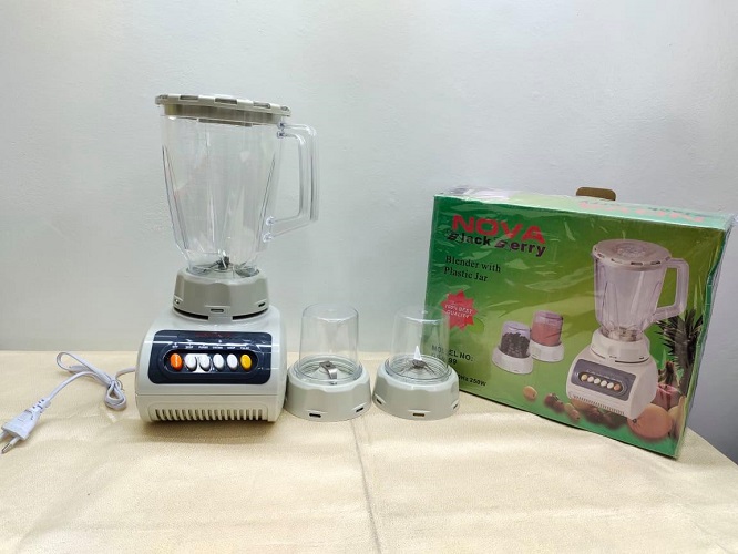 Nova Blackberry Blender-3 IN 1. Nova Electric Blender Plus Mixer Grinder 3 in 1. 250 Watt. Juicer Blenders 1.5 Litter. CD:O50.. 