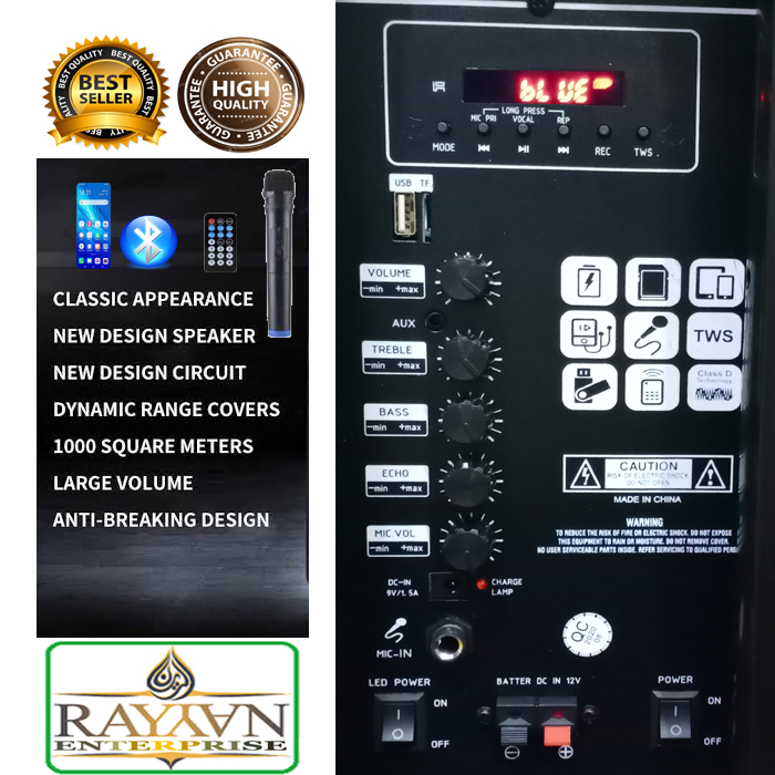 Trolley Speaker with Microphone  Rechargeable Bluetooth Wireless function Speaker size 12''. 