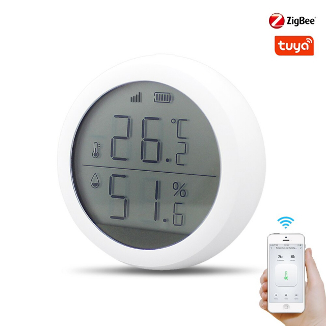 Tuya Zigbee Temperature and Humidity Sensor with LCD Screen Display Works With Amazon Google Home Assistant