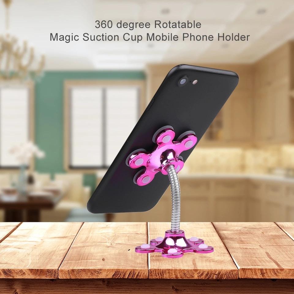 Magic Sucker Cell Phone Holder,SKYLMW Pocketable 360 Degree Rotatable Multi-Angle Dashboard Car Use Metal Flowers Suction Cup Mount Stand for Universal Mobile Phone. 
