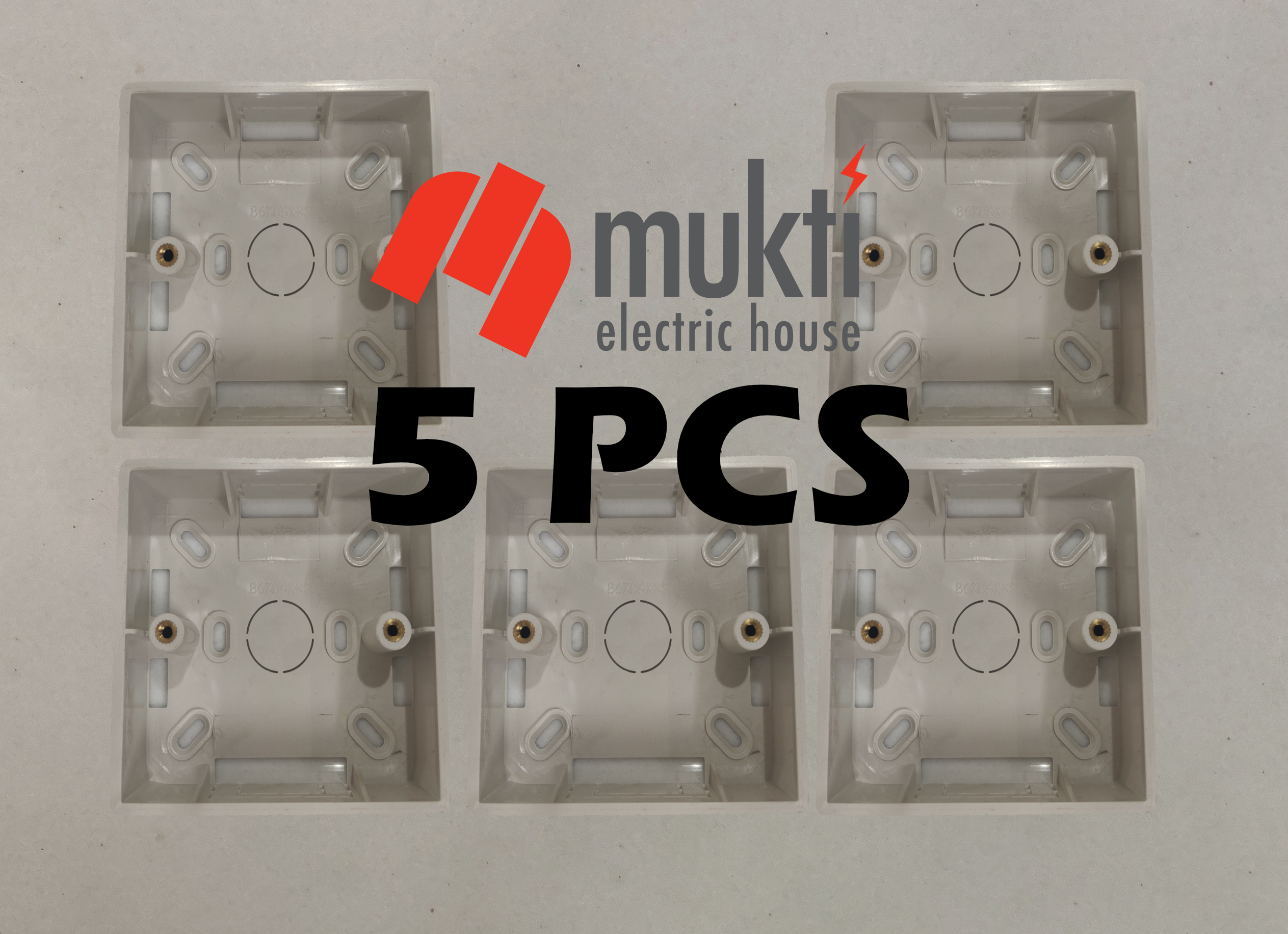 5Pcs One Gang PVC China Made MK Type White Junction Box for Electrical Premium Caliber Plastic Wall 1Gang Back 1 Box