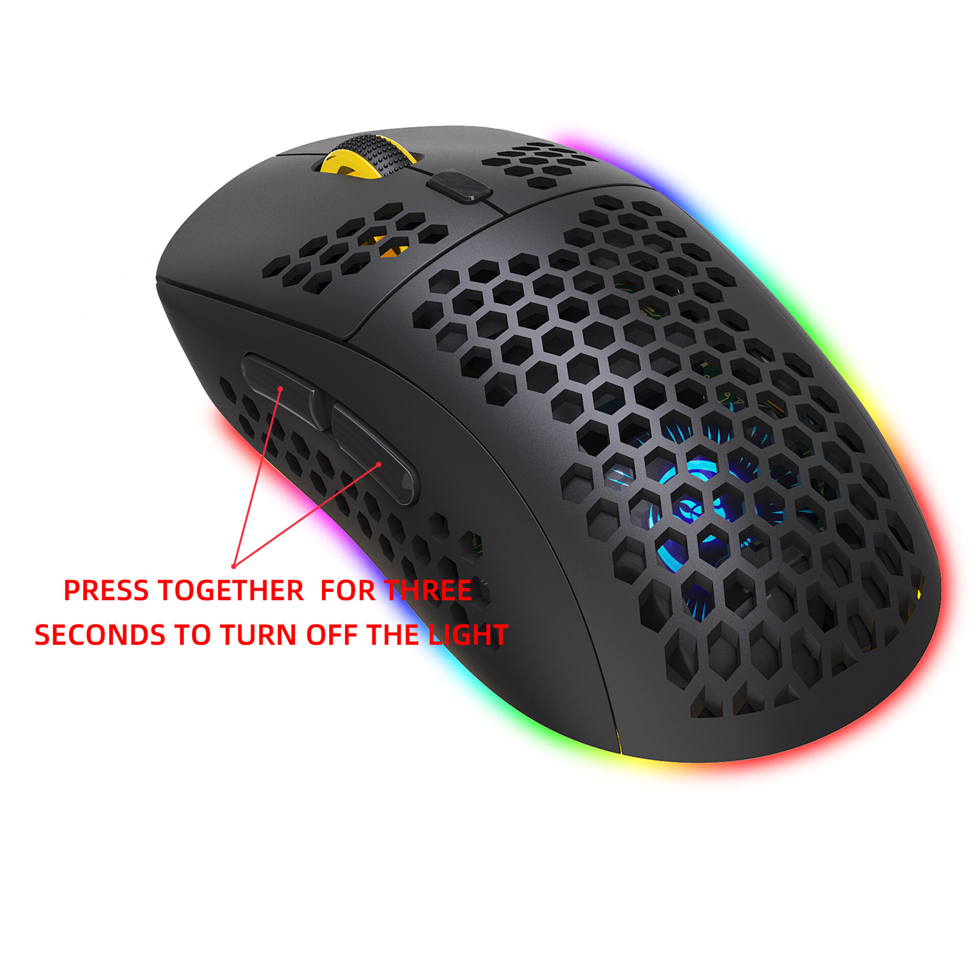 HXSJ T90 3 Modes BT 3.0 + 5.0 + 2.4G  Chargable RGB Lighting Color Mouse Mice for Game Office with Adjustable 800-3200 5 Level DPI. 