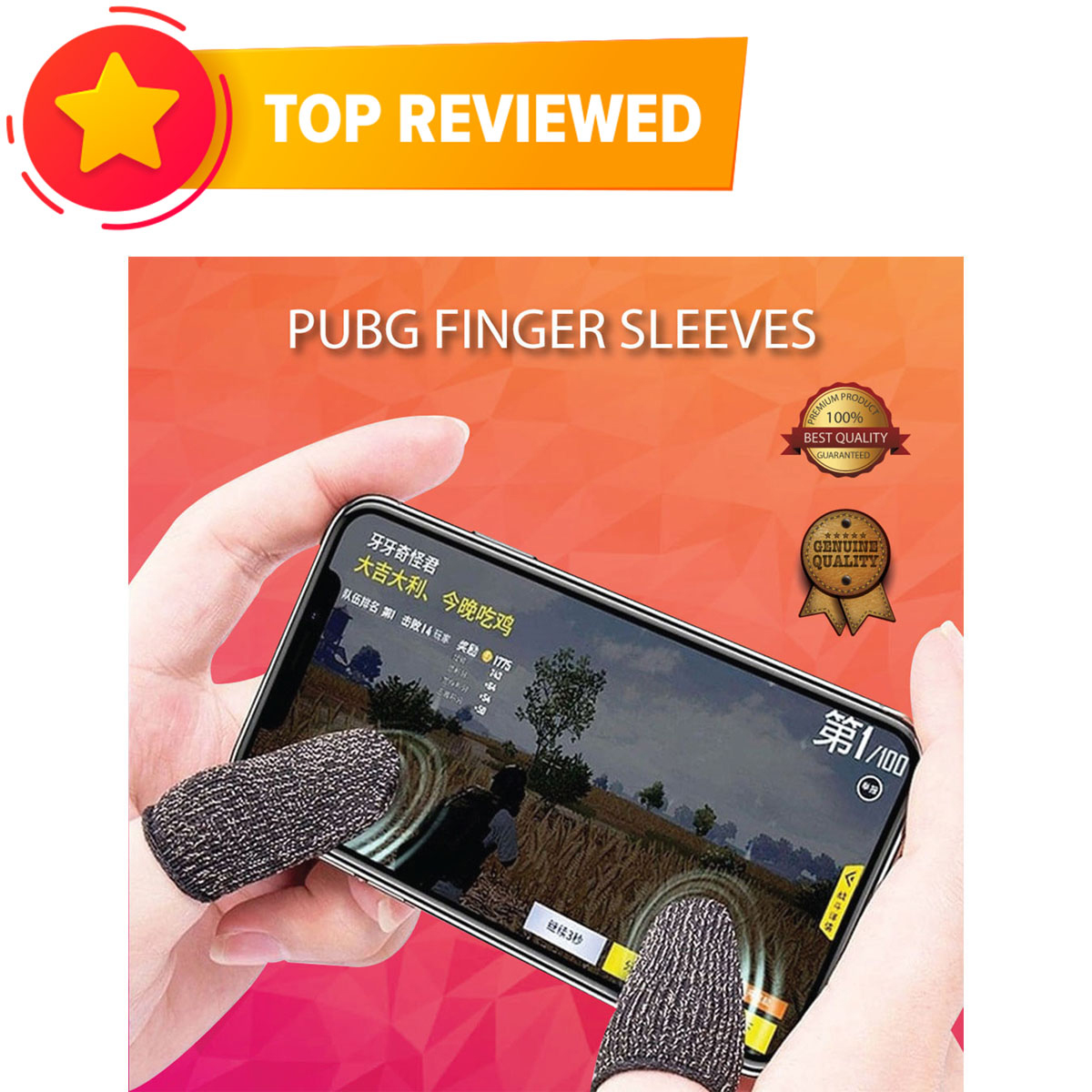 2Pcs Silver Fiber Blue Color PUBG Finger Sleeves