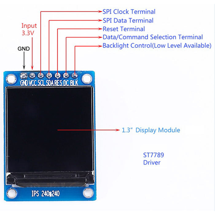 1.3 INCH 240X240 ST7789 IPS DISPLAY MODULE. 