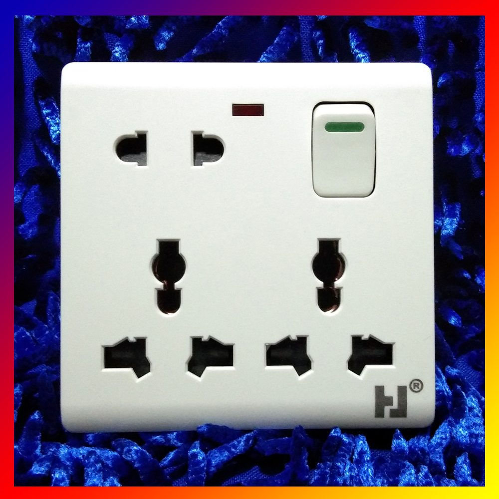 Electric 8 pin wall multi socket with Indicator 3 pin Double & 2 Pin With Switch. 