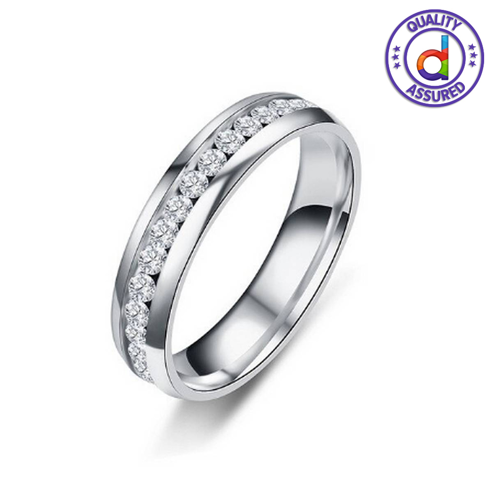 Stainless Steel Rings With Stone For Couples Romantic Wedding Rings Size-6 Crystal Fashion Jewelry