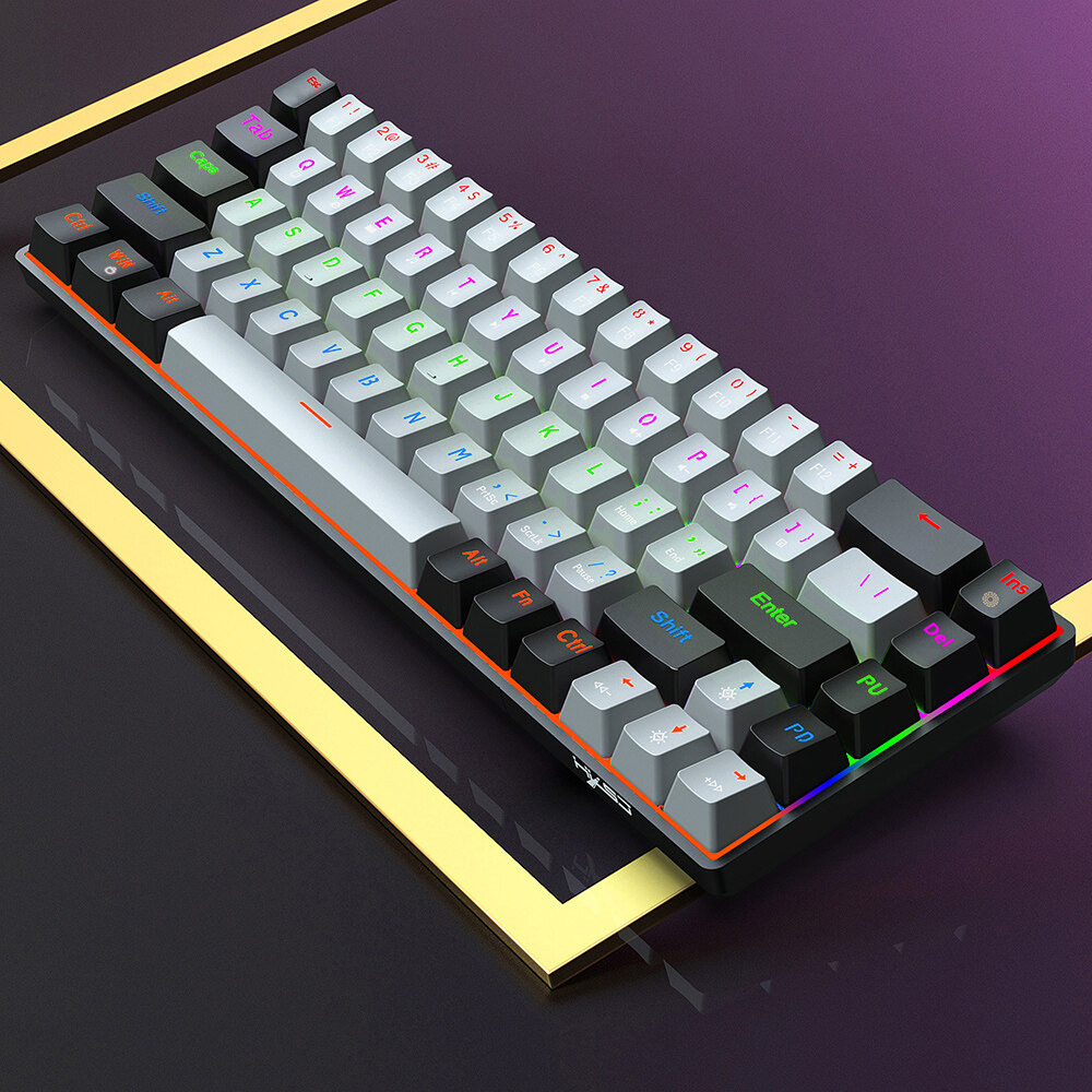 HXSJ V800 Wired Mechanical Keyboard 68 Keys RGB Gaming Keyboard with Detachable Type-C Cable ABS Keycap (Red Switches). 