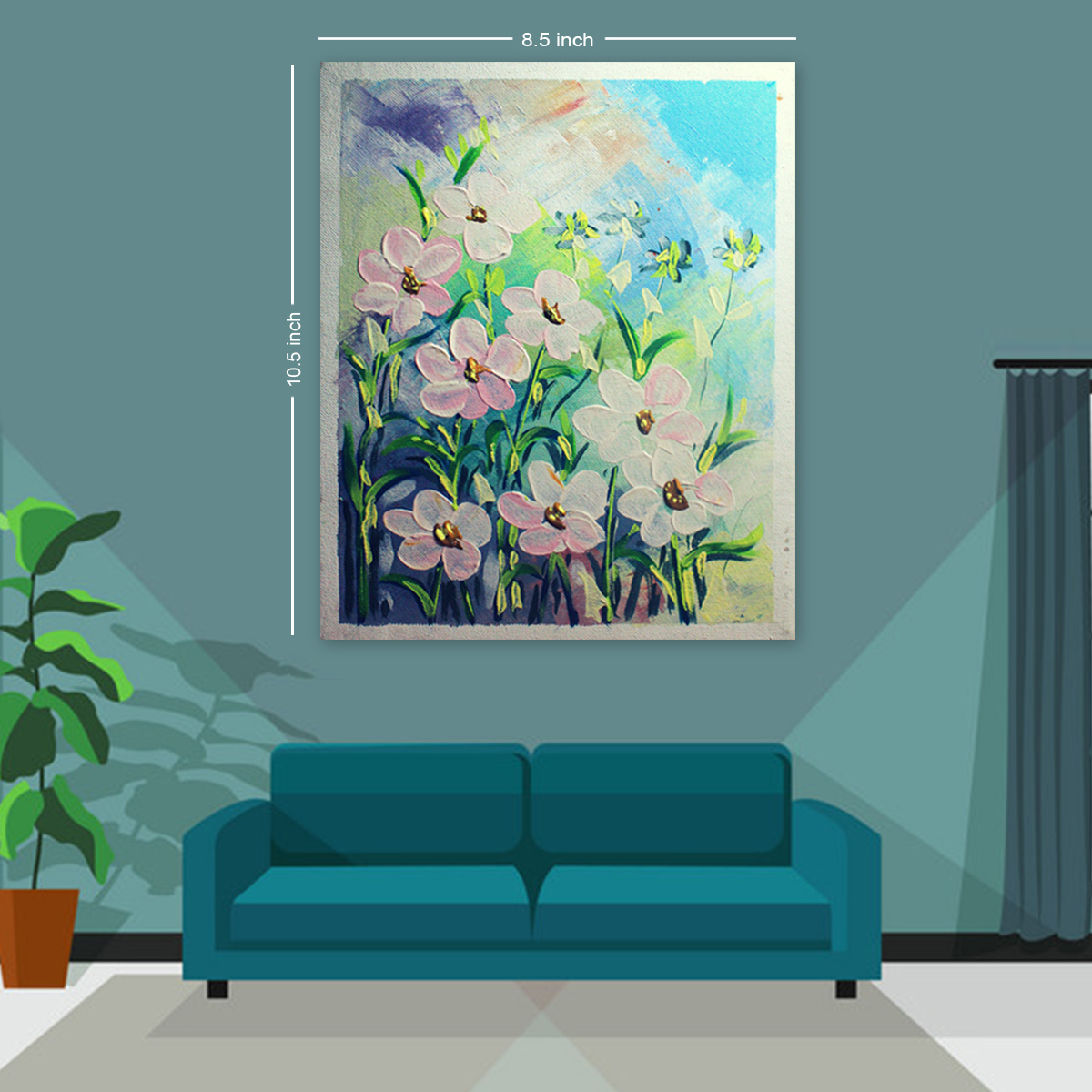 Hand painted Acrylic Painting For Wall Decor.size:10.5/8.5 inch./acrylic flower painting/flower painting/art painting