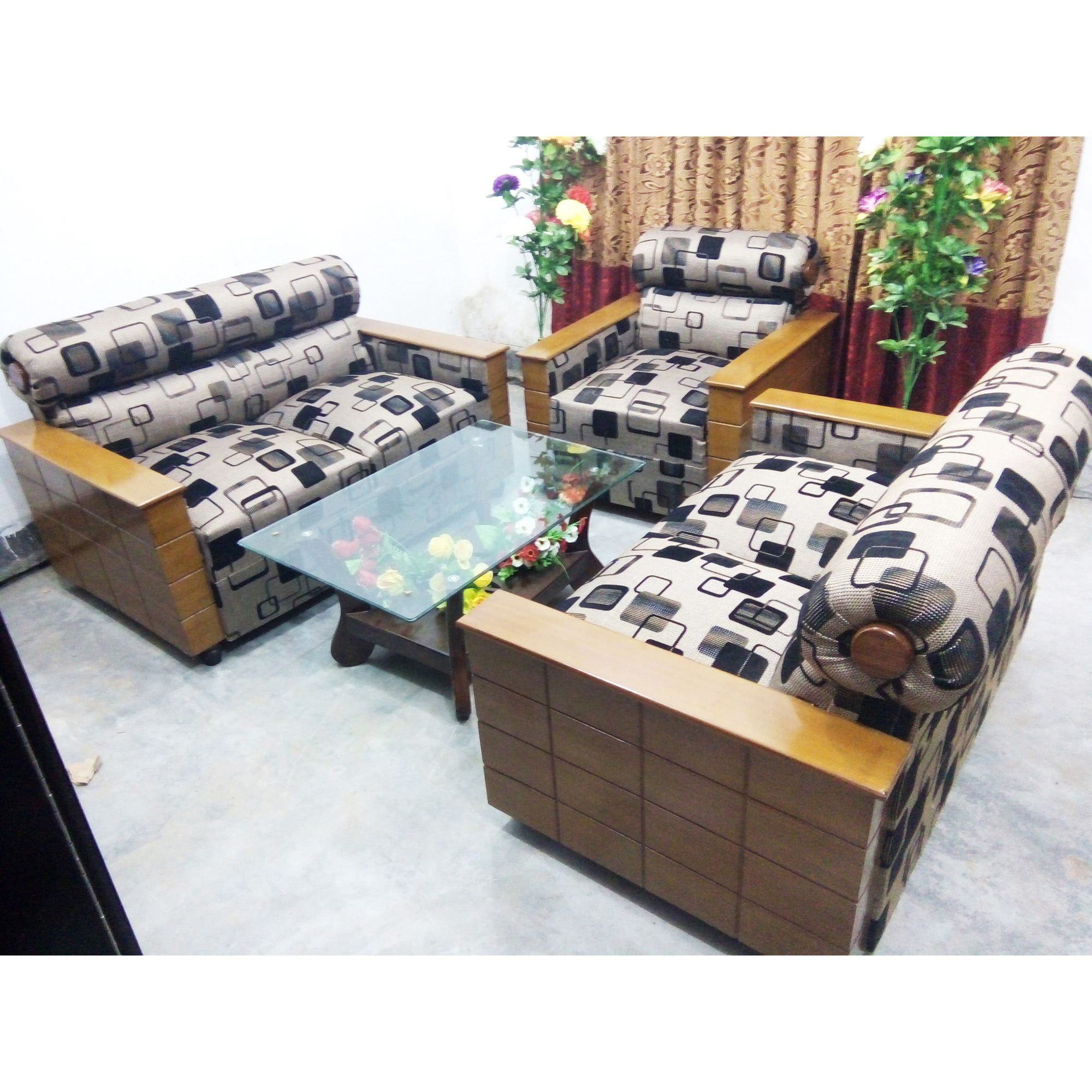 Kerosin And Mdf Wooden Box Sofa Set - Sofa Set. 