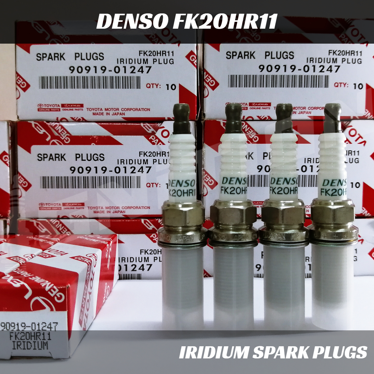 TOYOTA 90919-01247 (FK20HR11) IRIDIUM SPARK PLUG (4 PCS) For Axio / Premio / Allion