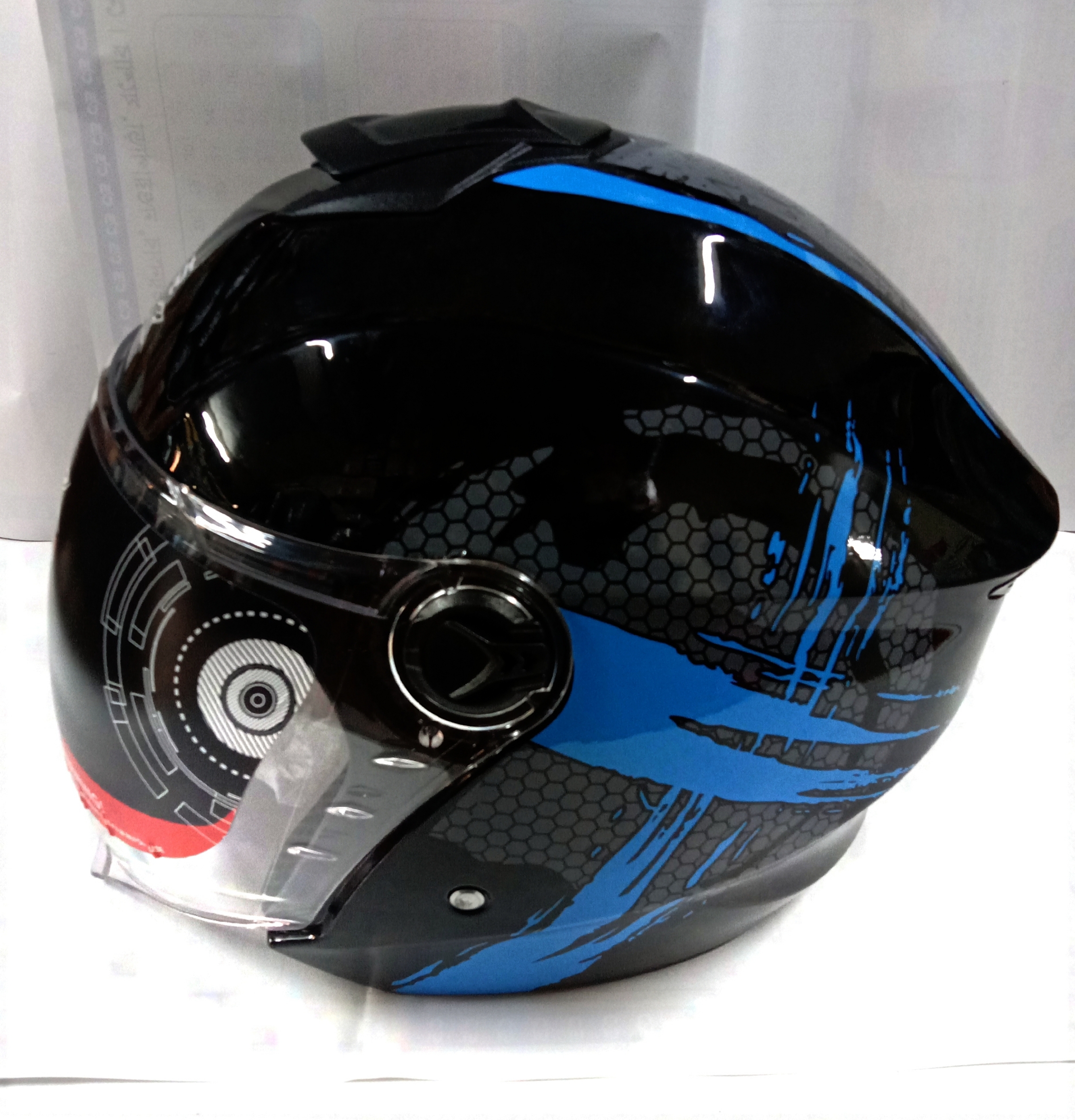 skyblue stylish helmet with sunglass 