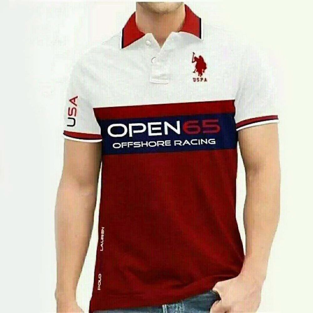 White And Red Open 65 Polo T-Shirt For Men - Polo T Shirt For Men - Polo T Shirt - Polo T Shirt For Men